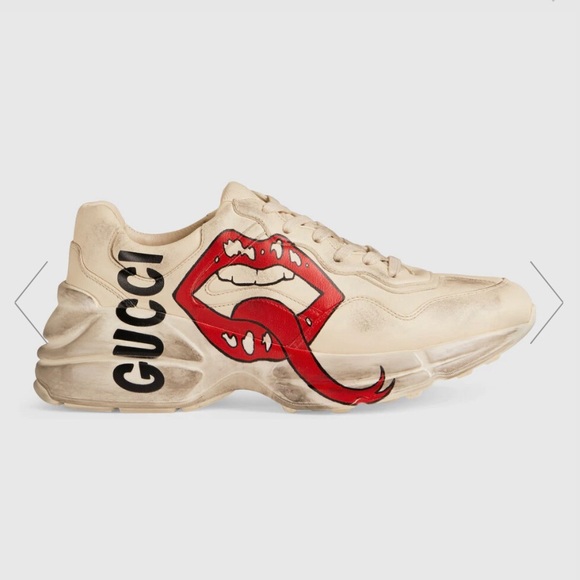 Gucci women’s rhyton sneaker with mouth 💋 print size 40.5 - Picture 10 of 12